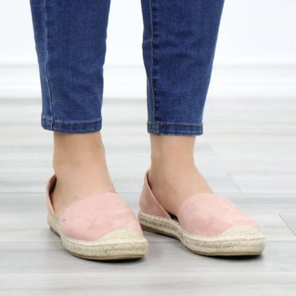 Rose Vegan Suede Flat Slip On Loafer Espadrille - Picture 8 of 12
